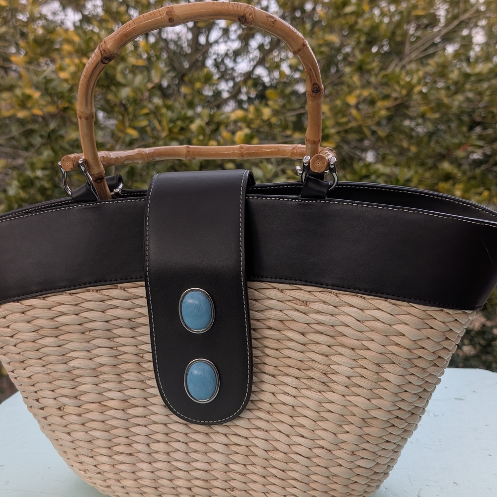Ann Taylor Black and Tan Woven Tote